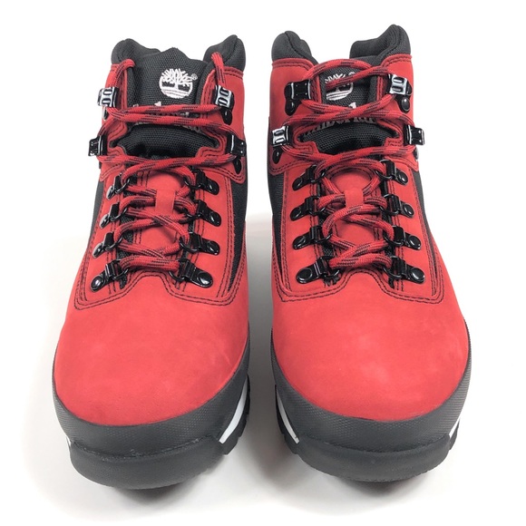Timberland Euro Hiker F/L Red Black Leather Boots - Picture 4 of 10